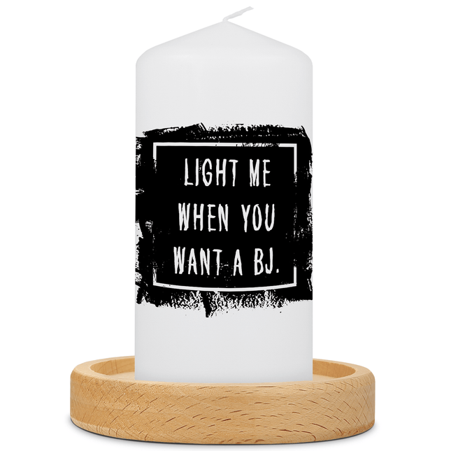 SEO. Kleine Kerze mit Spruch "Light me when You want a BJ" - Schwarz Linkreich