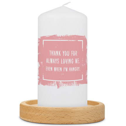 SEO. Kleine Kerze mit Spruch "Thank You for always Loving Me" - Rosa Linkreich