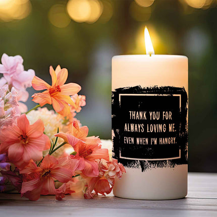 SEO. Kleine Kerze mit Spruch "Thank You for always Loving Me" - Rosa Linkreich