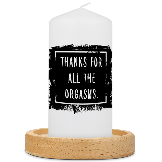 SEO. Kleine Kerze mit Spruch "Thanks for all the Orgasms" - Schwarz Linkreich