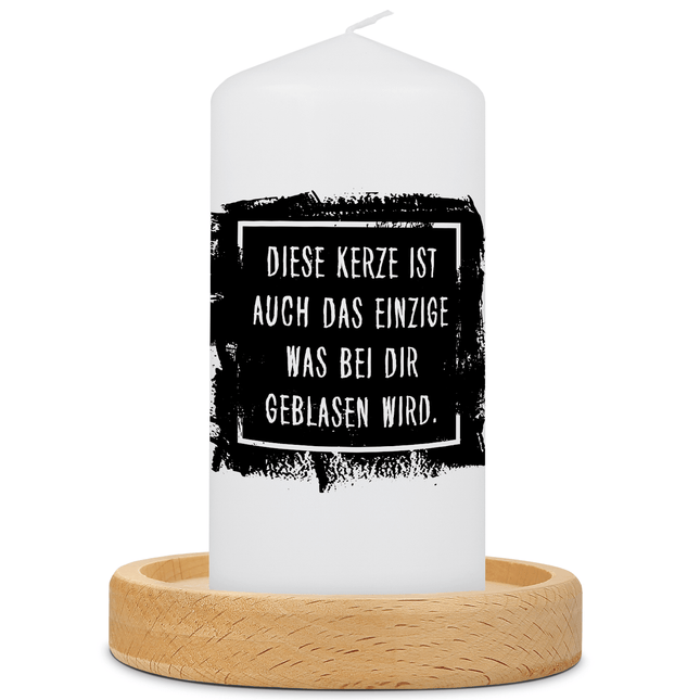 SEO. Kleine Kerze mit Spruch "Was bei dir Geblasen wird" - Schwarz Linkreich