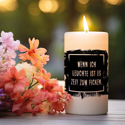 SEO. Kleine Kerze mit Spruch "Wenn ich Leuchte" - Rosa Linkreich