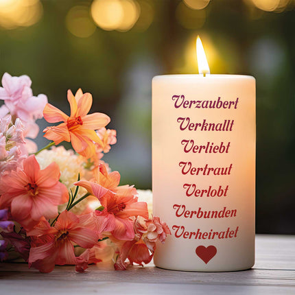 SEO. Kleine Kerze "Verzaubert Verknallt Verliebt" - Nein danke! Linkreich