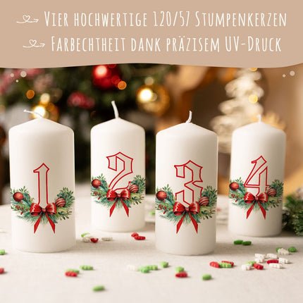 SEO. Kleine Kerzen "Advent Floral" - Adventskerzen im 4er Set - Linkreich