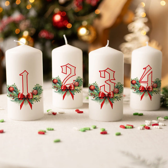 SEO. Kleine Kerzen "Advent Floral" - Adventskerzen im 4er Set - Linkreich