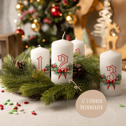 SEO. Kleine Kerzen "Advent Floral" - Adventskerzen im 4er Set - Linkreich