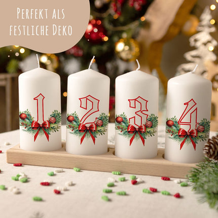 SEO. Kleine Kerzen "Advent Floral" - Adventskerzen im 4er Set - Linkreich
