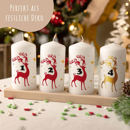 SEO. Kleine Kerzen "Advent Hirsch" - Adventskerzen im 4er Set - Linkreich