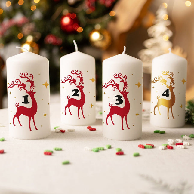 SEO. Kleine Kerzen "Advent Hirsch" - Adventskerzen im 4er Set - Linkreich