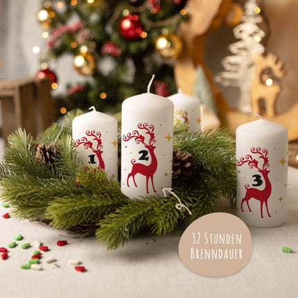 SEO. Kleine Kerzen "Advent Hirsch" - Adventskerzen im 4er Set - Linkreich