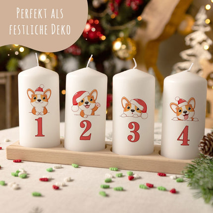 SEO. Kleine Kerzen "Advent Hunde" - Adventskerzen im 4er Set - Linkreich