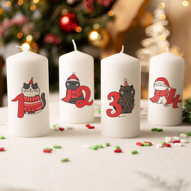 SEO. Kleine Kerzen "Advent Katzen" - Adventskerzen im 4er Set - Linkreich