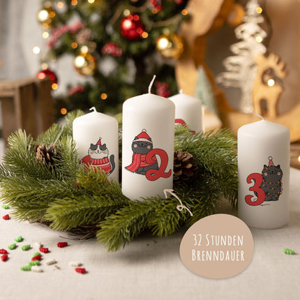 SEO. Kleine Kerzen "Advent Katzen" - Adventskerzen im 4er Set - Linkreich