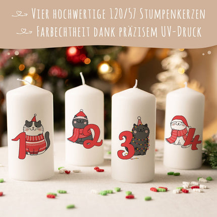 SEO. Kleine Kerzen "Advent Katzen" - Adventskerzen im 4er Set - Linkreich
