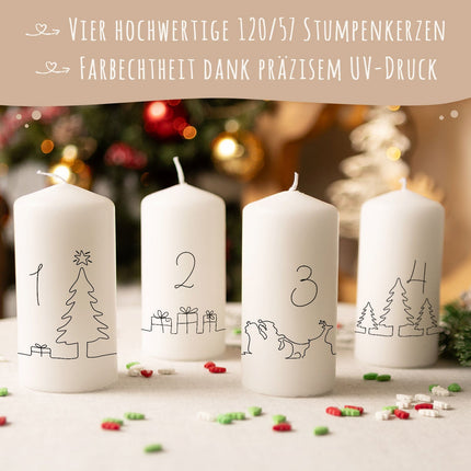 SEO. Kleine Kerzen "Advent Linie" - Adventskerzen im 4er Set - Linkreich