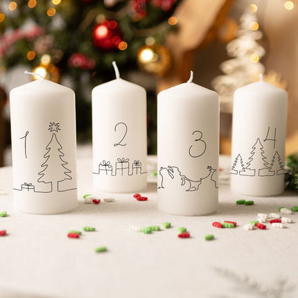 SEO. Kleine Kerzen "Advent Linie" - Adventskerzen im 4er Set - Linkreich