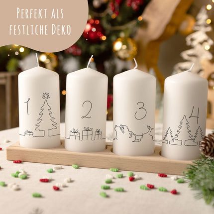 SEO. Kleine Kerzen "Advent Linie" - Adventskerzen im 4er Set - Linkreich
