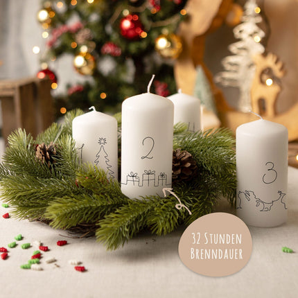 SEO. Kleine Kerzen "Advent Linie" - Adventskerzen im 4er Set - Linkreich