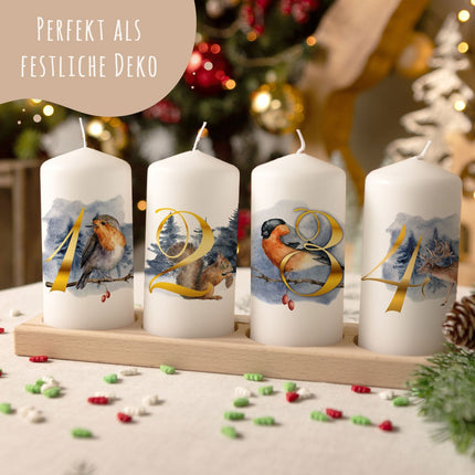SEO. Kleine Kerzen "Advent Tiere" - Adventskerzen im 4er Set - Linkreich