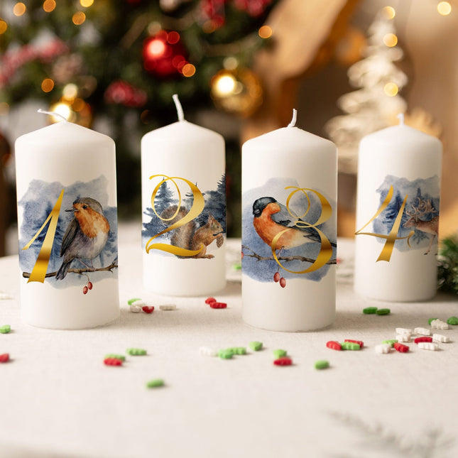 SEO. Kleine Kerzen "Advent Tiere" - Adventskerzen im 4er Set - Linkreich
