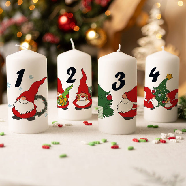 SEO. Kleine Kerzen "Advent Wichtel" - Adventskerzen im 4er Set - Linkreich