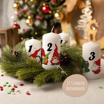 SEO. Kleine Kerzen "Advent Wichtel" - Adventskerzen im 4er Set - Linkreich