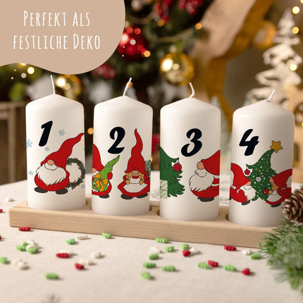 SEO. Kleine Kerzen "Advent Wichtel" - Adventskerzen im 4er Set - Linkreich