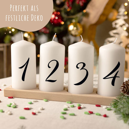 SEO. Kleine Kerzen "Advent Ziffern" - Adventskerzen im 4er Set - Zahlen Linkreich