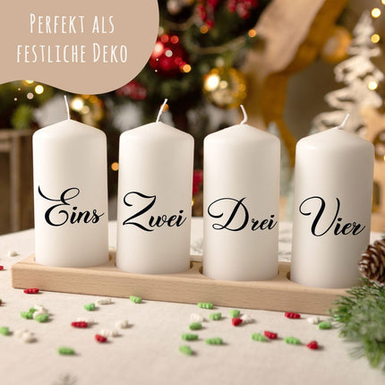 SEO. Kleine Kerzen "Advent Ziffern" - Adventskerzen im 4er Set - Zahlen Linkreich