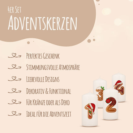 SEO. Kleine Kerzen "Lebkuchen" - Adventskerzen im 4er Set - Linkreich