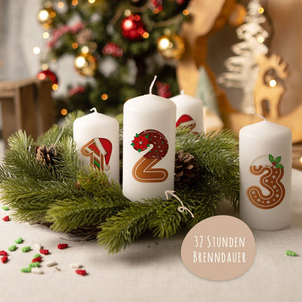 SEO. Kleine Kerzen "Lebkuchen" - Adventskerzen im 4er Set - Linkreich