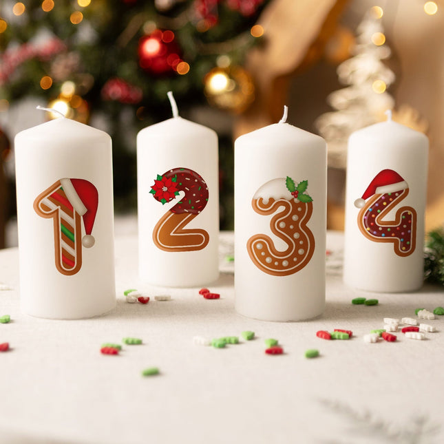 SEO. Kleine Kerzen "Lebkuchen" - Adventskerzen im 4er Set - Linkreich