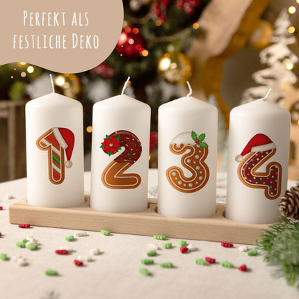 SEO. Kleine Kerzen "Lebkuchen" - Adventskerzen im 4er Set - Linkreich