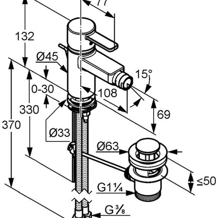 KLUDI "ZENTA" Bidet-Einhebelmischer (schwarz/chrom)