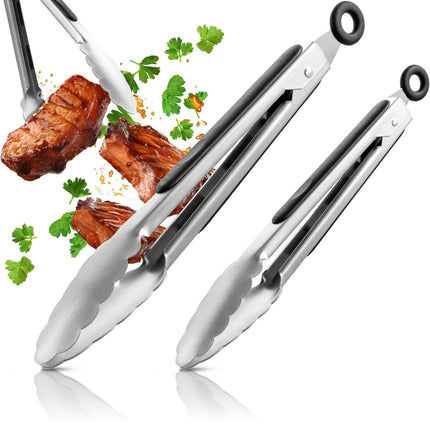 Koch - und Grillzange aus Edelstahl - 2er Set Schwarz (Kochzangen) kaufen bei Linkreich – Jetzt entdecken!