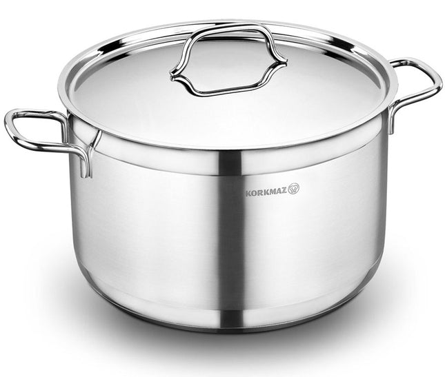 Kochtopf Edelstahl Korkmaz ALFA 28 Cm Induktion Edelstahl Poliert