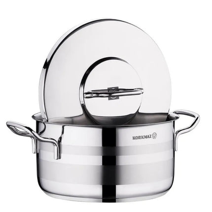 Kochtopf Edelstahl Korkmaz Astra 28 Cm Induktion Poliertes Edelstahl