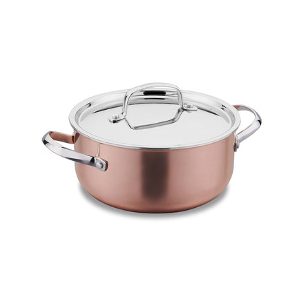 Korkmaz Divani Casserole 20x10 cm – Edelstahl mit Kupferoptik, inkl. Deckel