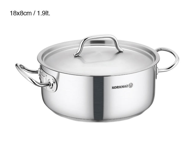 Kochtopf Edelstahl Korkmaz Gastro 18 Cm Induktion Poliertes Edelstahl