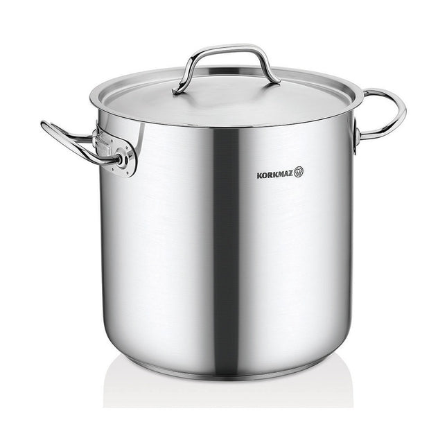 Korkmaz Proline Gastro Kochtopf extra tief 24 x 24 cm, 10,5 l – Edelstahl 18/10, Induktion