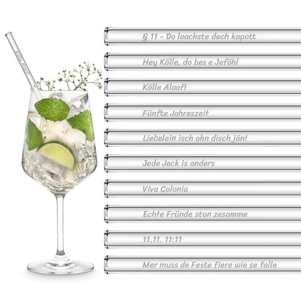 Köln Sprüche Glasstrohhalme Party Set mit 20 Köln Karneval Fasching Rheinische Grundgesetz (Glastrinkhalme) kaufen bei Linkreich – Jetzt entdecken!