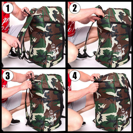 SEO. Kombi Sporttasche Groß - 3x Varianten in einem - Camouflage C.P.Sports - S5 - 1 - Linkreich