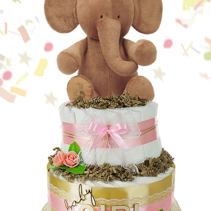 Große Windeltorte 2-stöckig | LITTLE PEANUT rosa | personalisierbar