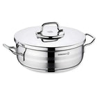 Korkmaz Astra2 Low Casserole 24x8 cm – Edelstahl, flacher Schmortopf mit Deckel - Linkreich