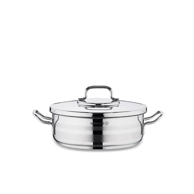 Korkmaz Astra2 Low Casserole 26×8,5 cm – Flache Edelstahl - Kasserolle mit Deckel (Kasserolle / Kochgeschirr) kaufen bei Linkreich – Jetzt entdecken!