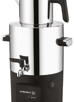 Korkmaz Caysef Samowar Inox / Chrome – 5L Wasserkocher & 2L Teekanne, 2000W, Edelstahl - Linkreich