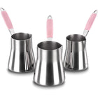 Korkmaz Coffee Pot Set Pink Cezve Takimi aus Edelstahl Induktionsgeeignet Flora