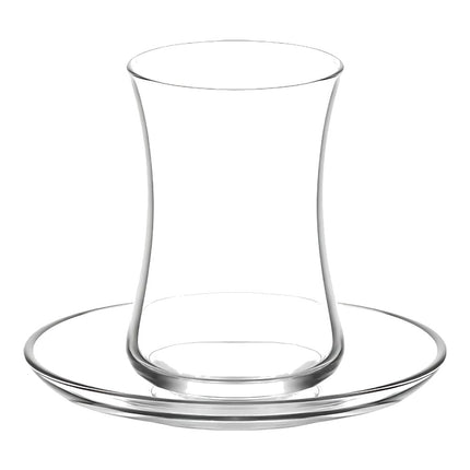 Korkmaz Demmatik Smart Teekocher-Set 1,7 L mit Glaskanne 1,2 L & Lav Duru Teegläser 6er mit Untertellern, Schwarz