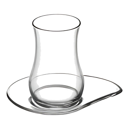 Korkmaz Demmatik Smart Teekocher-Set 1,7 L mit Glaskanne 1,2 L & Lav Eva Teegläser 6er mit Untertellern, Schwarz
