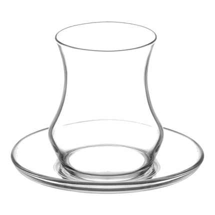 Korkmaz Demmatik Smart Teekocher-Set 1,7 L mit Glaskanne 1,2 L & Lav Eda Teegläser 6er mit Untertellern, Schwarz